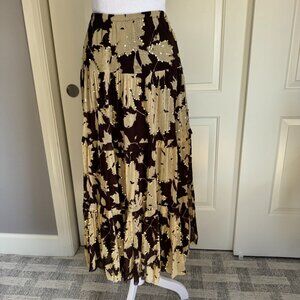 INC Tiered Maxi Dress Brown/Gold with Sequins, Size Large